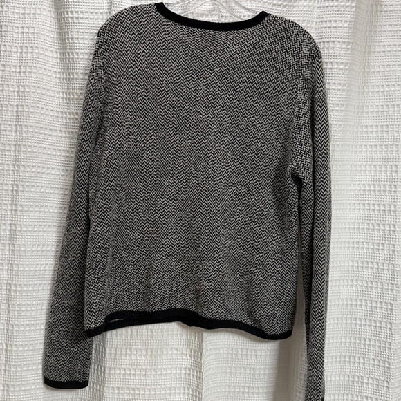Talbots VTG Herringbone Chevron Cardigan SZ M black/cream old money boxy classic - Picture 6 of 7
